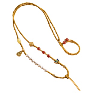 高货绳珍珠蜜蜡玉坠黄金吊坠挂绳专用天子门生八宝罗盘编绳项链绳