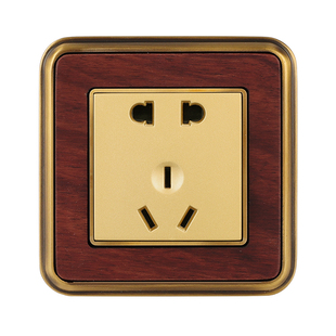 阿尔诺金尊全铜花梨木复古开关插座面板86型暗装别墅酒店家装套餐