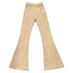 白色高腰微喇牛仔裤女2025年冬季加绒弹力显瘦显腿长气质喇叭长裤