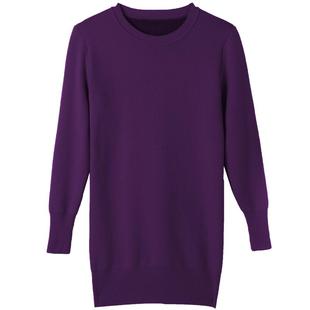 鄂尔多斯市羊绒衫宽松打底内搭秋冬季中长款加绒毛衣女一体绒加厚