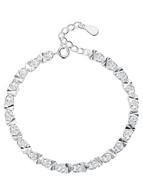 蝴蝶结999银手链女小众设计