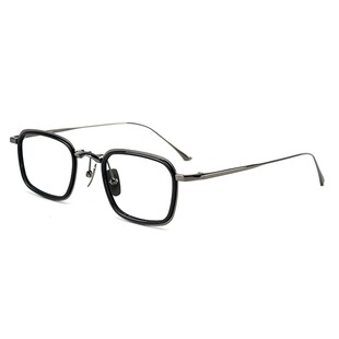 处变不惊!日本手作超轻纯钛女复古男商务近视变色防雾方眼镜框