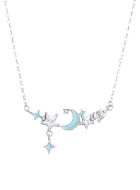 梦恋琦S925银夜光星月项链女