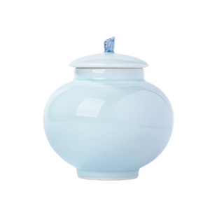 景德镇官方家用高温陶瓷茶叶罐影青灯笼密封罐送礼礼盒装茶具配件