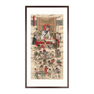 手绘工笔神仙人物国画十殿阎王六殿卞城王水陆画供奉中式卷轴挂画