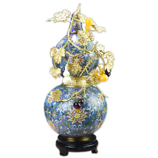 张向东大师景泰蓝花瓶22寸福寿绵长大葫芦瓶铜胎客厅摆件生日礼品