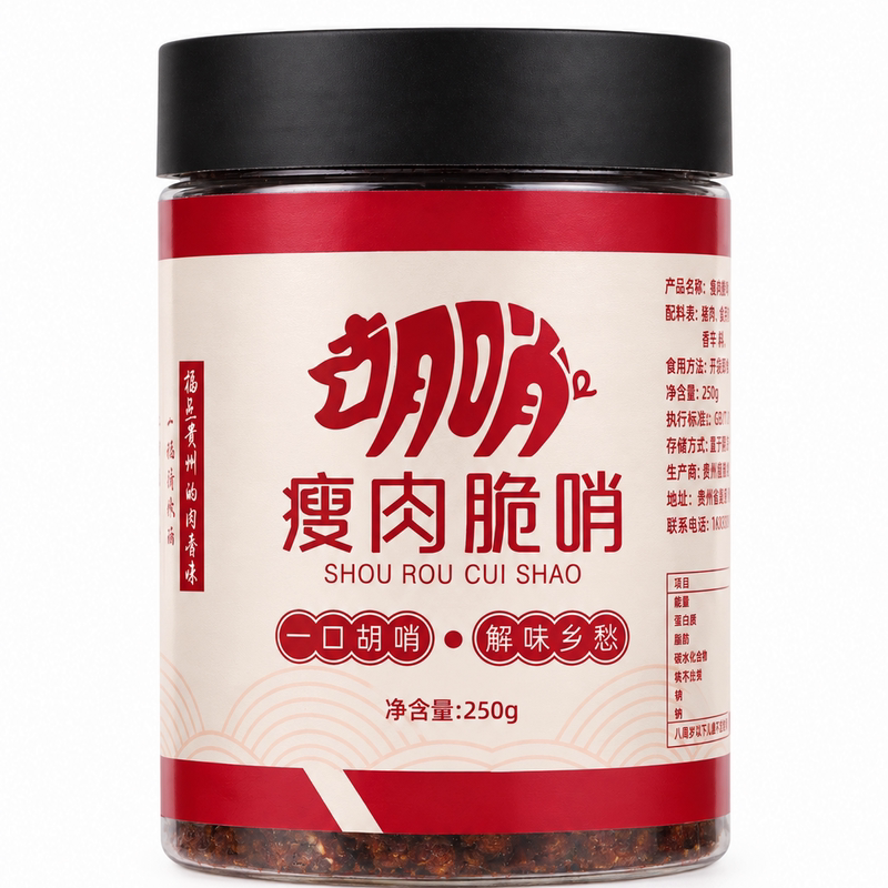 胡哨牌  纯瘦肉脆哨拌面精瘦肉贵州正宗特产贵阳零食小吃现炒现发