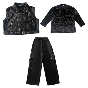 架子鼓演出服男童少儿街舞演出服儿童嘻哈潮服摇滚男孩炸街套装冬