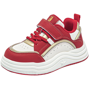 安奈儿童鞋女童红色鞋子本命年2026新年款儿童板鞋男童运动鞋春秋