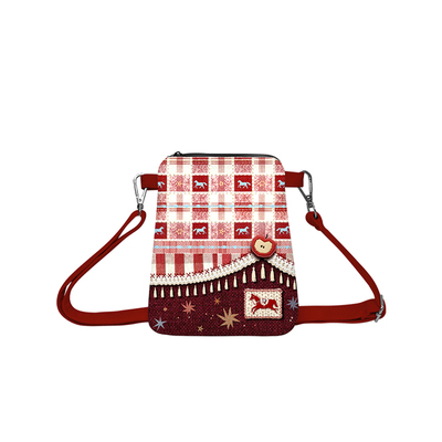 奥松原创格间小马礼物伴手礼文创斜挎手机包红色小巧腰包袋格纹