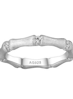 竹节拉丝戒指新中式秀气休闲百搭耐看随性设计感925银镀金戒指