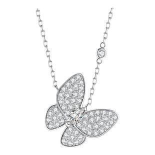 满钻蝴蝶项链女锁骨链925纯银不掉色轻奢高级感网红爆款七夕礼物