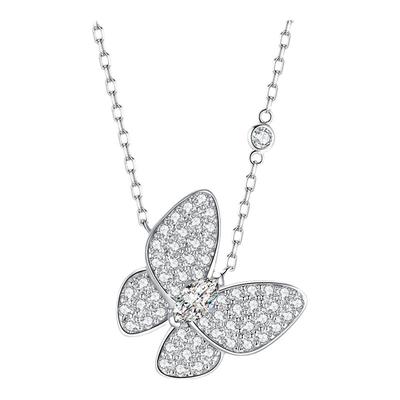 满钻蝴蝶项链女锁骨链925纯银不掉色轻奢高级感网红爆款七夕礼物