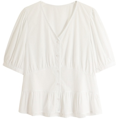 棉上衣2024夏季新款小众单排扣