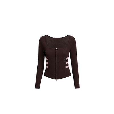 黑标系列欧时力条纹休闲针织外套