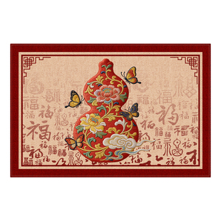 入户门地垫进门喜庆红色马年新中式门垫防滑门口脚垫室内玄关地毯