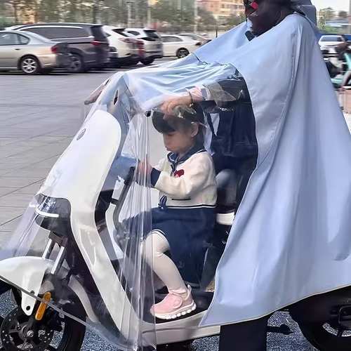 电动车雨衣防暴雨加厚加大双人亲子款带小孩可视摩托车电瓶车雨披