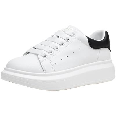 百思图春秋新款厚底小白鞋松糕鞋百搭女运动休闲鞋D5859CM5