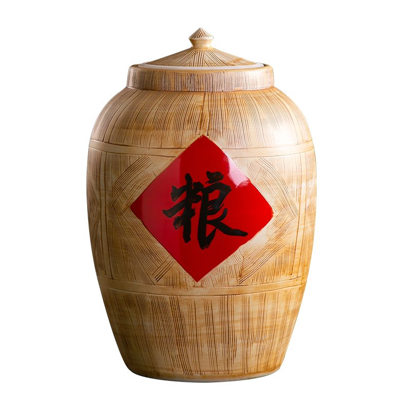 景德鎮(zhèn)陶瓷米缸米桶水缸茶葉罐帶蓋密封壇20斤30斤50斤100斤/防潮