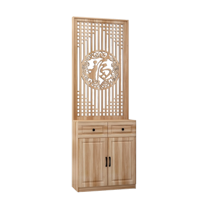 入户新中式风镂空置物架玄关柜