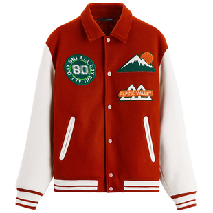 柜799!秋冬男装刺绣棒球服毛呢夹克6318406 642棉服外套6318/406