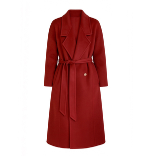 温酒|圣诞新年氛围感气质红色双面羊毛大衣长款春节小个子外套