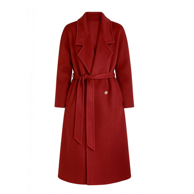 温酒｜圣诞新年氛围感气质红色双面羊毛大衣长款春节小个子外套