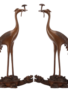 德祥缘紫铜灵芝龟鹤摆件