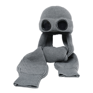 飞行员帽子围巾一体男女冬季滑雪骑车加厚保暖护耳防寒墨镜针织帽