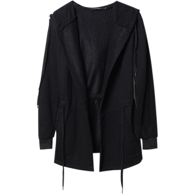 暗黑中长款开衫男披风