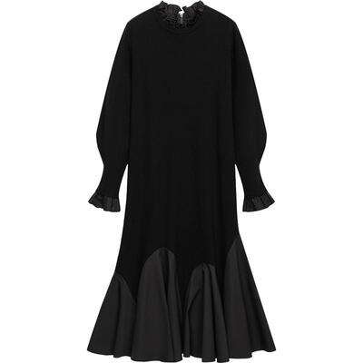 【播奥莱】播花边拼接连衣裙女商场同款气质温柔针织裙BDR1LD0441