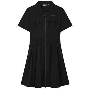 FILA 斐乐官方梭织工装摩登连衣裙女春夏款凉感防晒收腰POLO裙