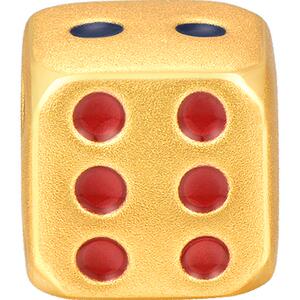 明牌珠宝黄金潮酷骰子串珠 硬金色子转运珠足金路路通手串AFP0890