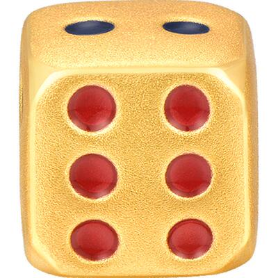 明牌珠宝黄金潮酷骰子串珠 硬金色子转运珠足金路路通手串AFP0890