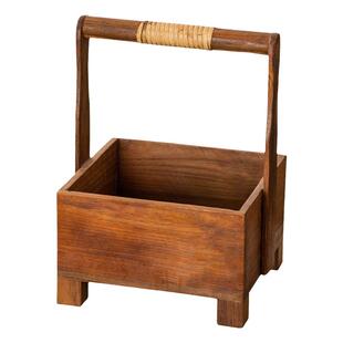 泰国实木手提篮家用买菜篮创意复古水果篮送礼原木茶几厨房收纳篮