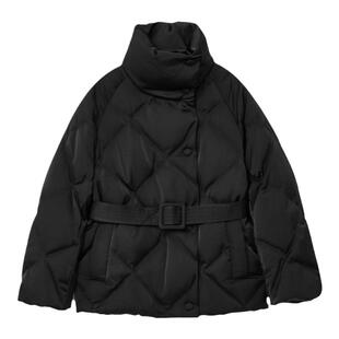 OVV秋冬热卖女装光泽感菱形格立领直筒休闲羽绒服