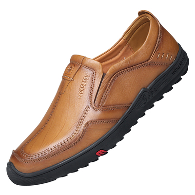 老人头厚底休闲皮鞋牛皮豆豆鞋男