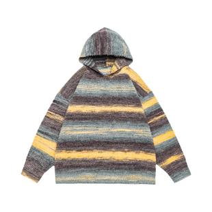 GOGOSOON毛衣男秋冬新款连帽线衫重磅泰迪绒保暖舒适撞色潮牌