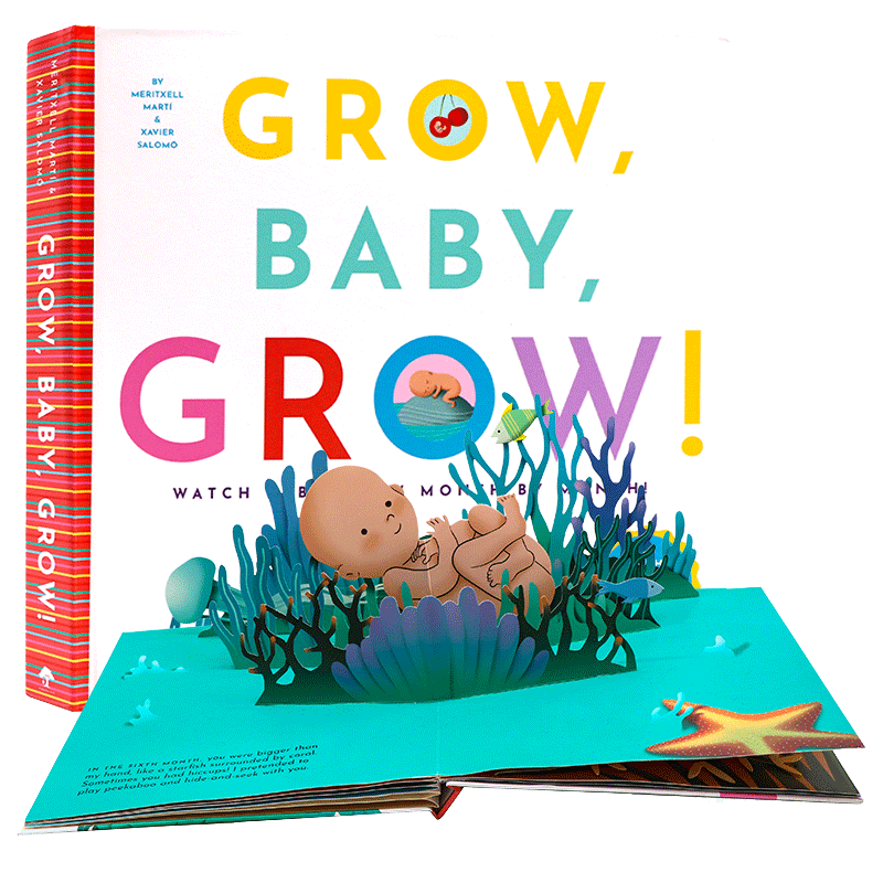 现货 成长吧宝贝 3D立体书 英文原版绘本Grow, Baby, Grow! 立体呈现胎宝宝每个月的生长和成长过程 幼儿童启蒙认知亲子互动立体书