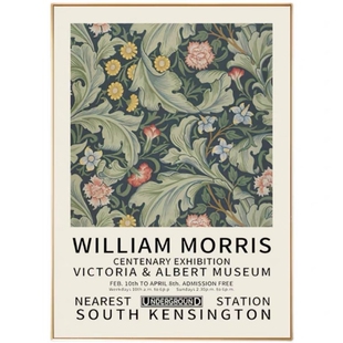 威廉莫里斯的印花装饰画餐厅复古壁画小众艺术卧室挂画客厅落地画