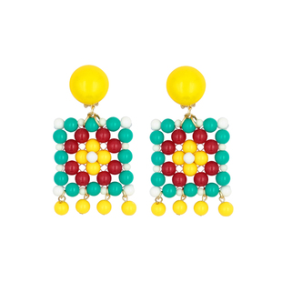 BOMBCACA祖母方格系列 耳朵挂毯 原创设计串珠彩色民族风个性耳环