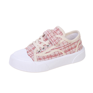 女童运动鞋2025春季新款儿童休闲帆布鞋中大童女孩春款格子小布鞋