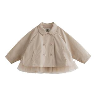 【商场同款】马克珍妮女童英伦风网纱短款风衣儿童春秋外套241077