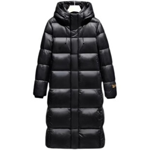 鹅亮面高端黑金羽绒服男女嘉兴平湖长款冬季加厚过膝连帽外套梵旗