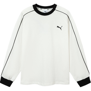 PUMA彪马童装红色新年儿童长袖T恤简约时尚条纹圆领运动T7打底衫