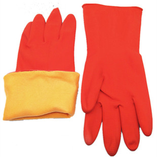 男女秋冬季家务清洁洗漱防水手套加绒乳胶耐磨胶皮洗碗防油短款