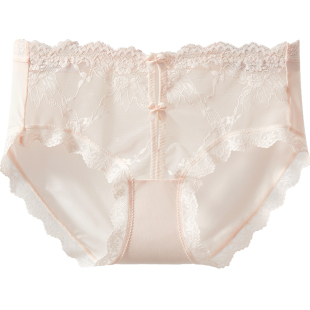 六只兔子蕾丝性感内裤女纯棉底裆半透网纱纯欲女士三角裤不夹臀