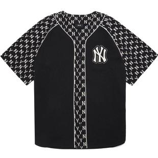 MLB官方 男女老花拼接棒球服T恤外套运动休闲情侣短袖夏季BSM01