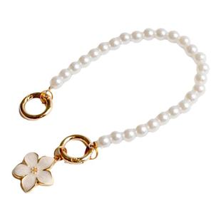 手机挂绳女2024新款珍珠花朵ins高端白色挂件手腕挂饰短款防丢手链串珠高级感多巴胺水晶垫片手提吊坠小香风