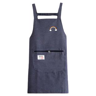 纯棉拉链兜背带围裙女厨房家用做饭围腰大口袋防污上班工作服定制